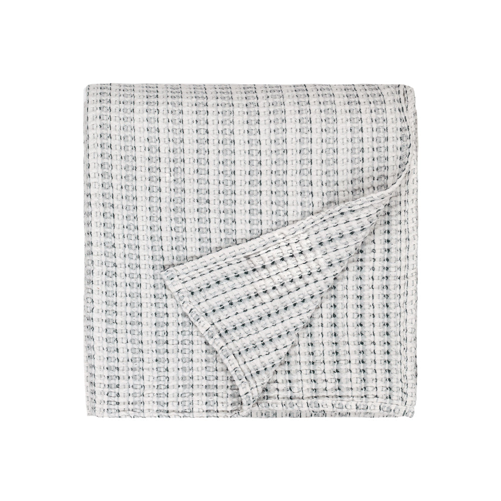 Not Applicable Blue Bedding - Waffle Textured 100% Cotton Bedspread Dusk Blue Yard