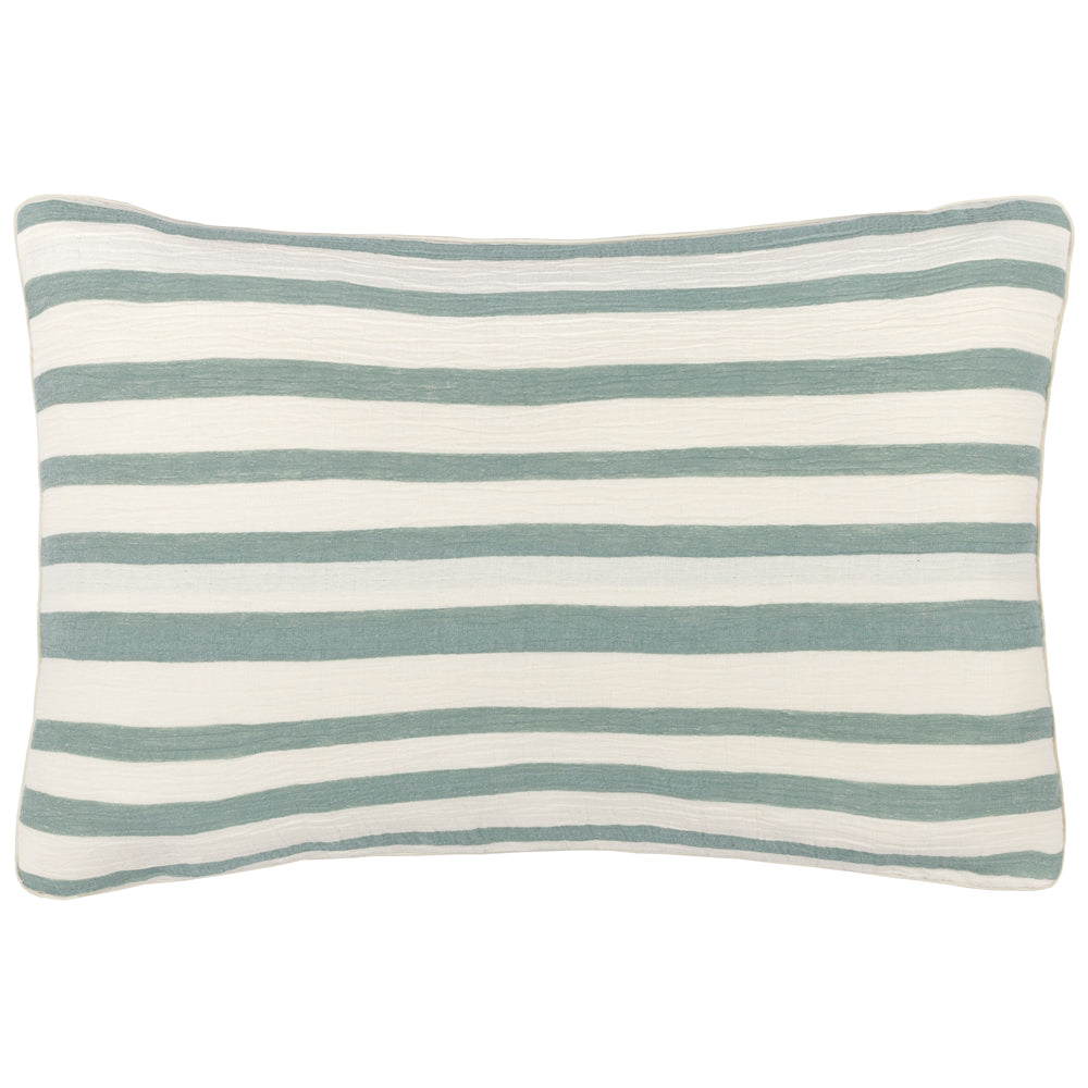 Striped Green Cushions - Woven Stripe Cotton Polyester Filled Cushion Eucalyptus Yard