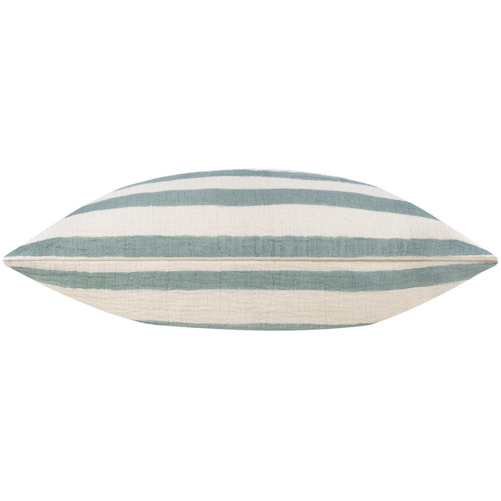 Striped Green Cushions - Woven Stripe Cotton Polyester Filled Cushion Eucalyptus Yard
