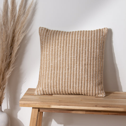 Striped Beige Cushions - Weaves Stripe Cushion Cover Natural Yard
