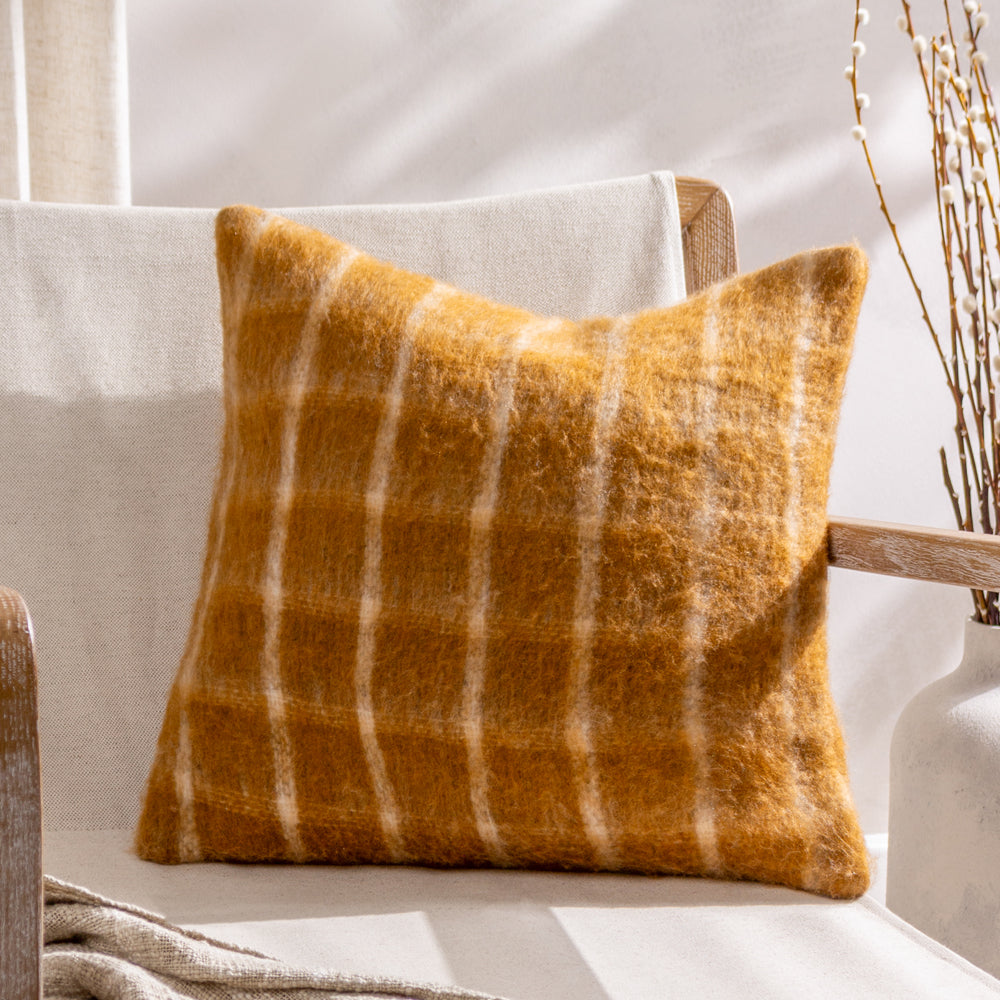 Check Orange Cushions - Yarrow Check  Cushion Cover Ginger Yard